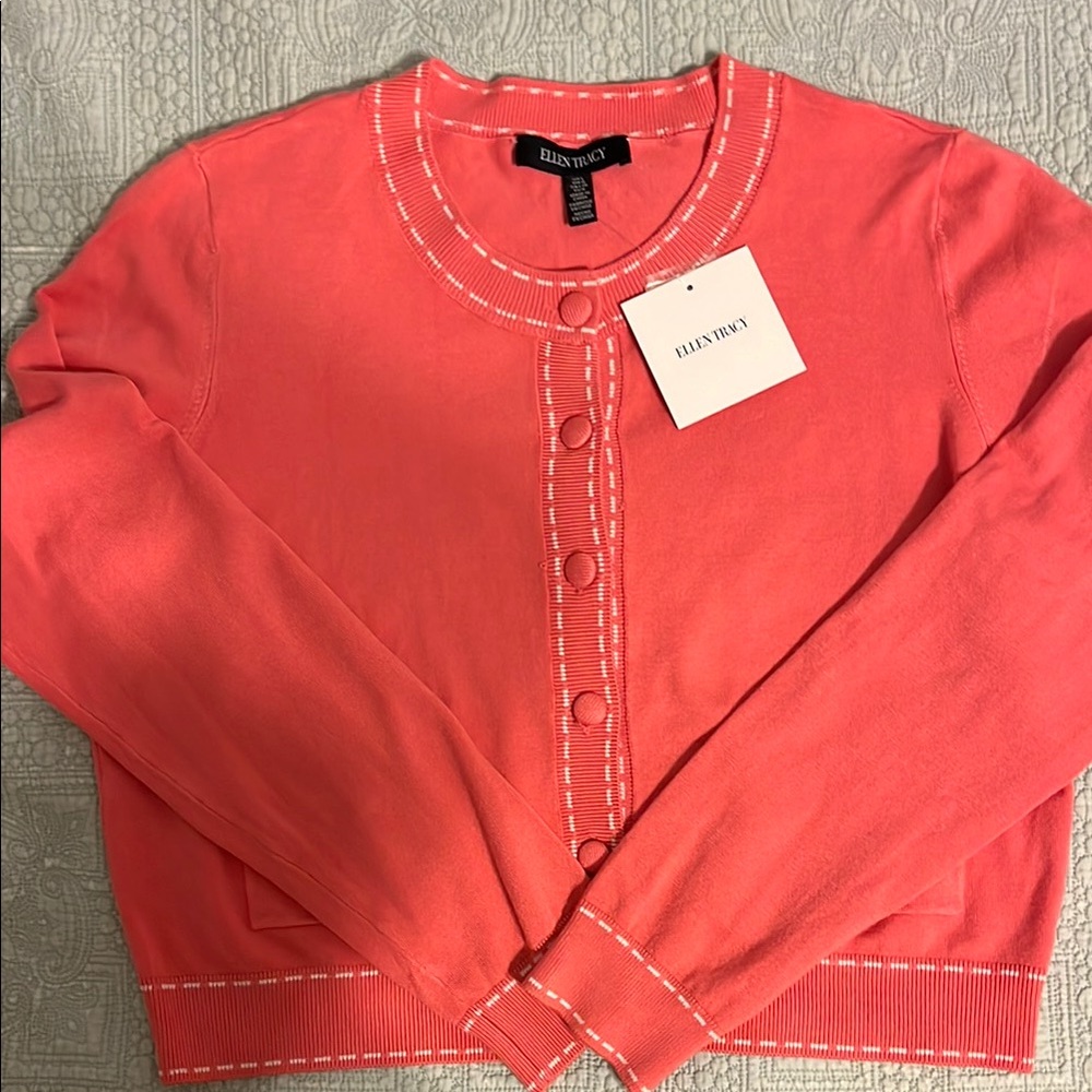Brand New Coral Button-Up Cardigan. 🆕